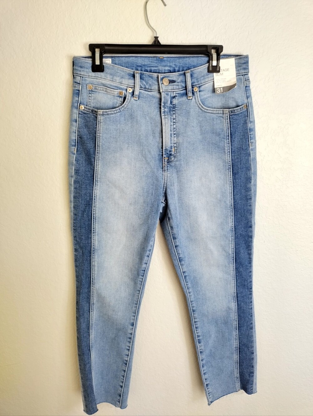 NWT GAP vintage slim high rise jeans color block SZ 31/12 Petite